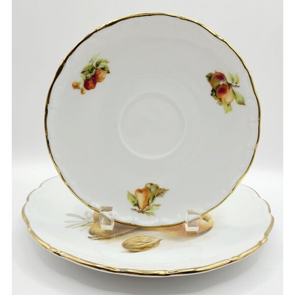 Schumann Arzberg Porcelain Tea Cup & Saucer& Dessert Plate Set Pear Design VTG - Picture 11 of 16